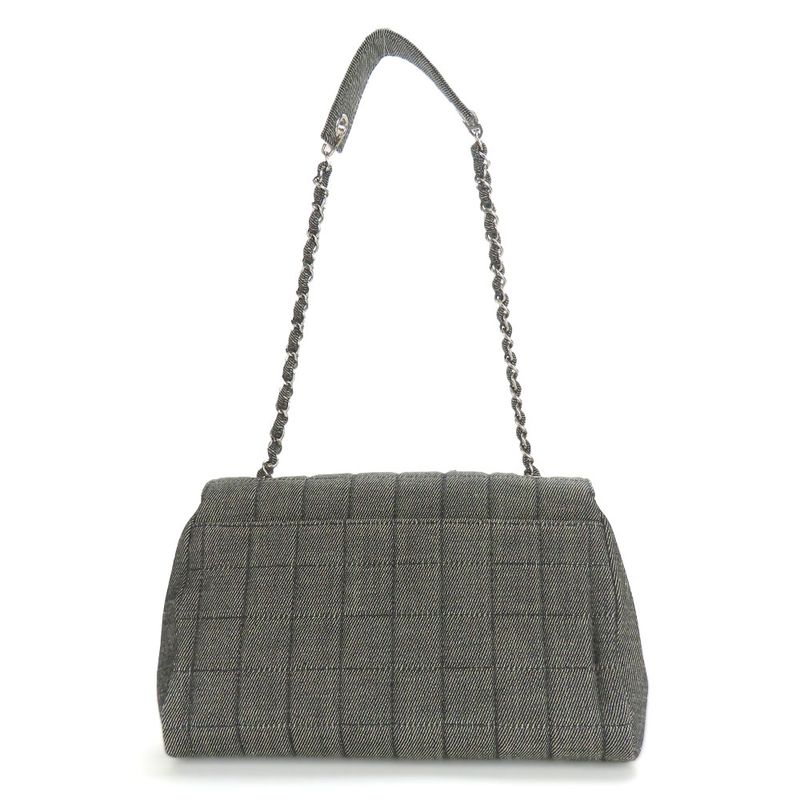Chanel Shoulder Bag Chocobar A17567 Denim Navy Silver Hardware Coco Mark 7th