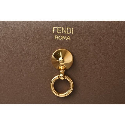 Fendi Wallet Zipper Foldable BY THE WAY Calf Leather Brown Black — view 4