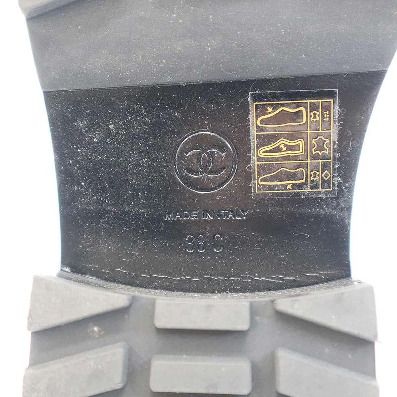 Chanel 21a Cocomer Cles Lace-Up Boots with Pearls G35154 X56195 Black 38