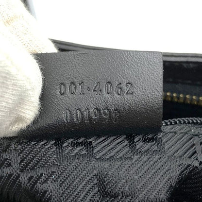 Gucci 001 4062 Shoulder Bag Bamboo Black Suede Leather Fashion Women