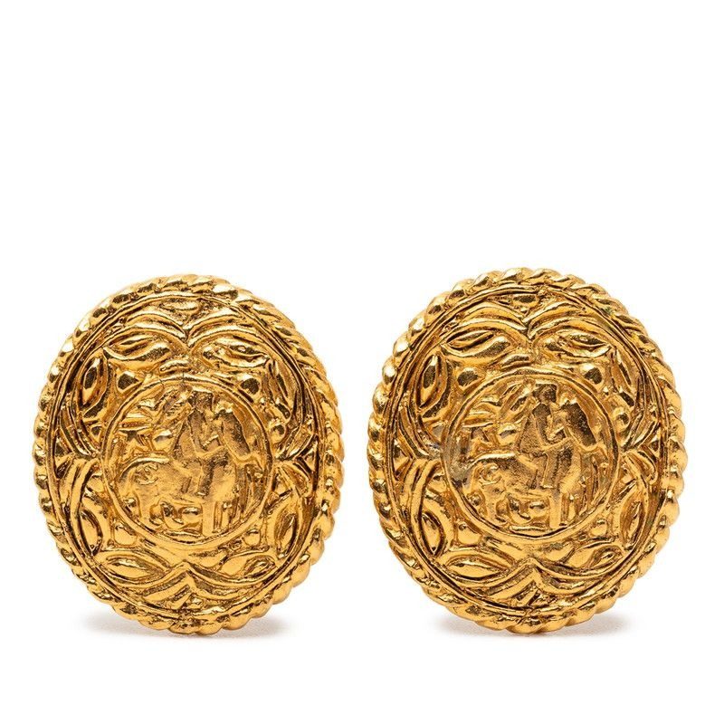 Chanel Night Riding Earrings Gold Plated