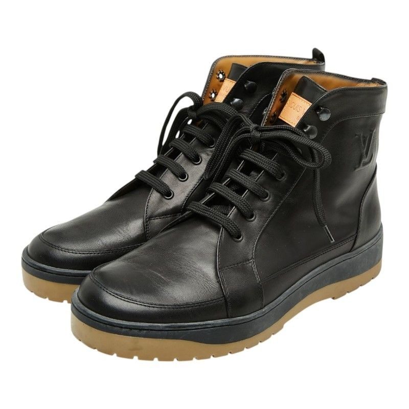 Louis Vuitton Lace Up Boots 6.5 Black Leather