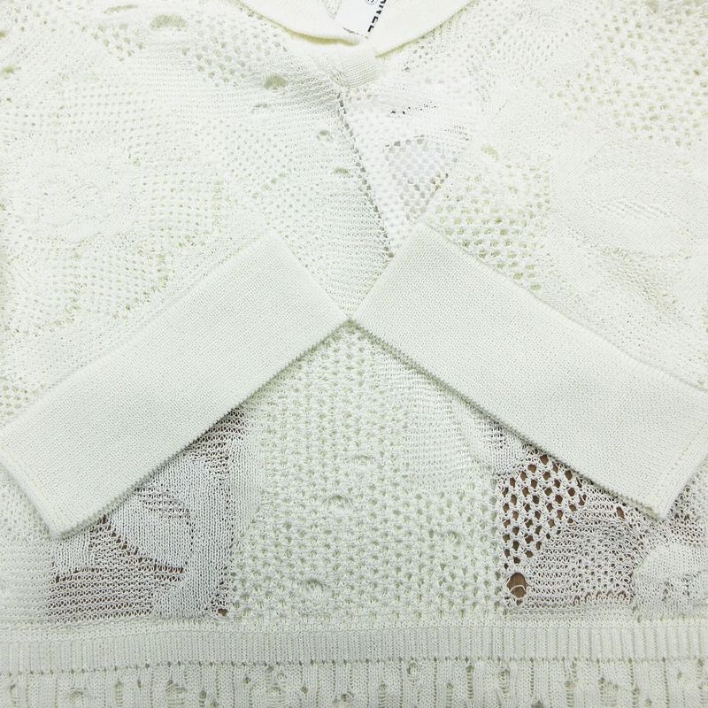 Chanel 22c Coco Mark Camellia Pullover Knit Sailor Collar P72031k10344 M