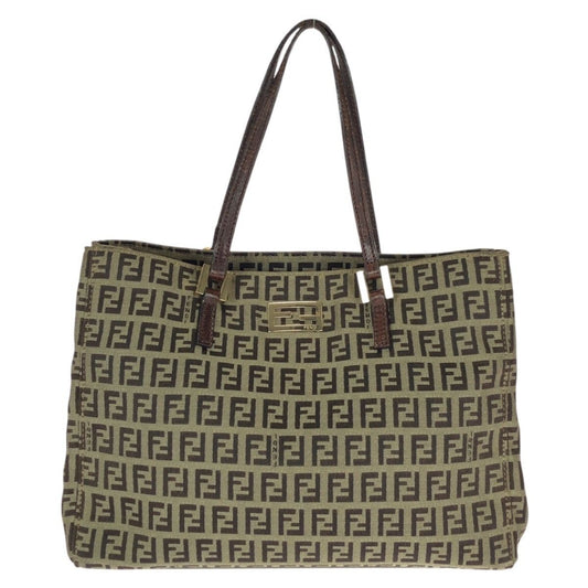 Fendi Vintage Zucchino Beige Brown Canvas Leather Mini Tote