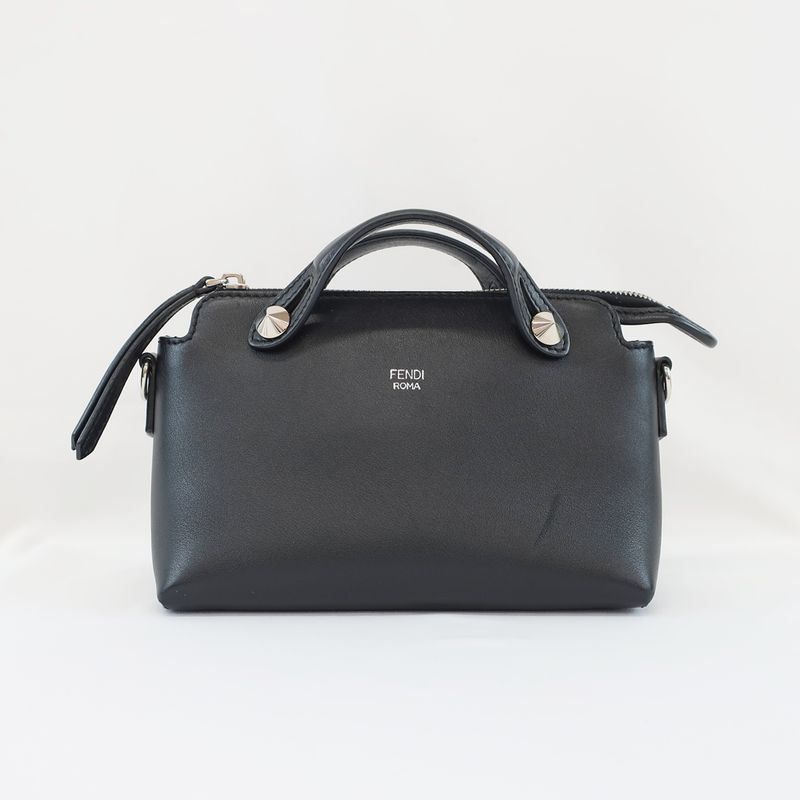 Fendi Mini Vitheway Black Shoulder Bag Handbag 2WAY Leather 8bl135