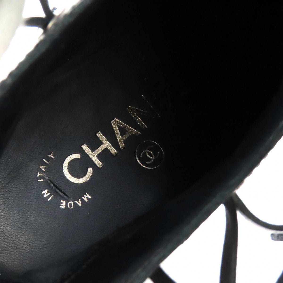 Chanel CC Logo Lace Up Cut Replacement Back Zip Leather Long Boots — view 11