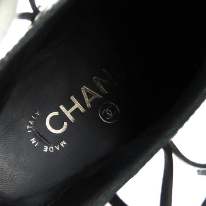 Chanel CC Logo Lace Up Cut Replacement Back Zip Leather Long Boots — view 11