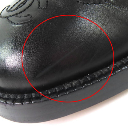 Chanel CC Logo Lace Up Cut Replacement Back Zip Leather Long Boots — view 14