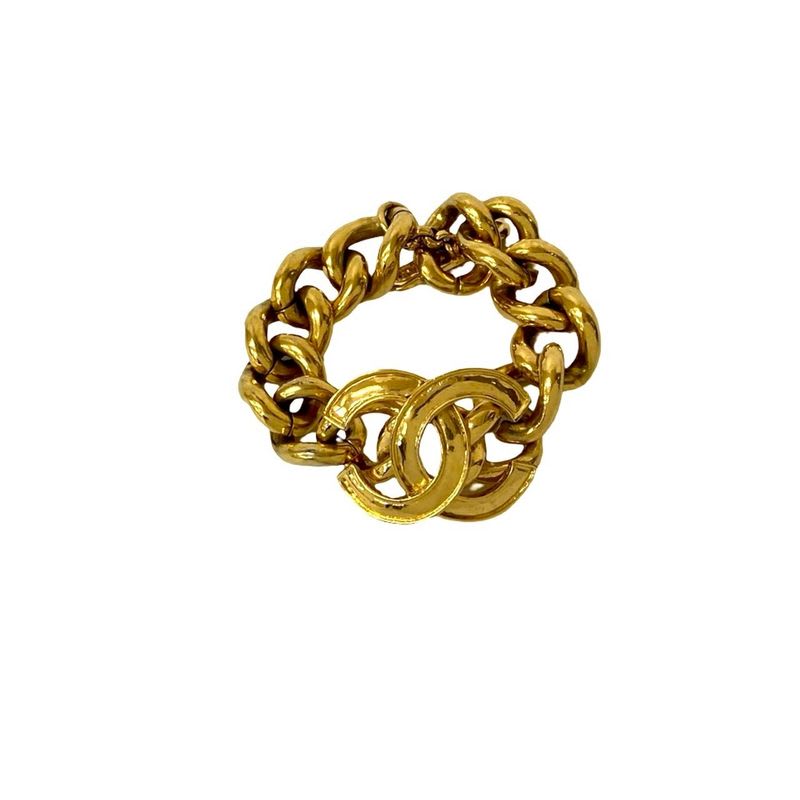 Chanel Coco Mark Motif GP Chain Bracelet Bangle Accessory Gold 94P