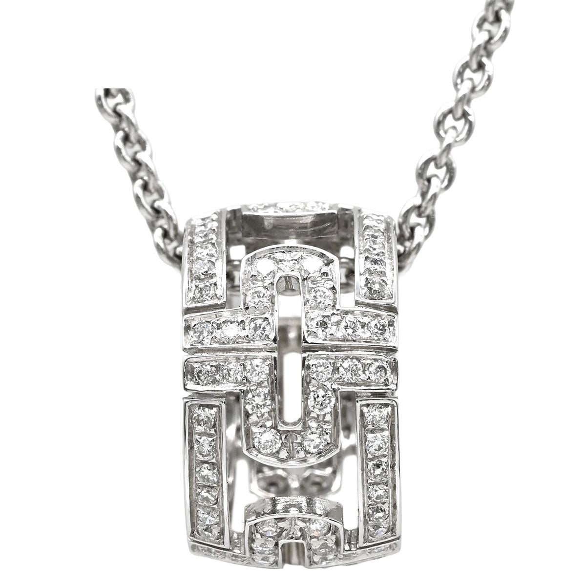 Bvlgari Necklace Open Parentesi Diamond White Gold Pendant 18K Full Pave
