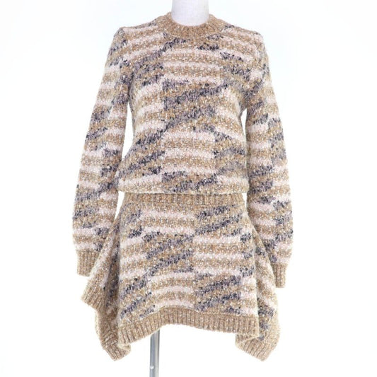 Chanel Wool Alpaca Blend Coco Mark Tweed Long Sleeve Knit Dress