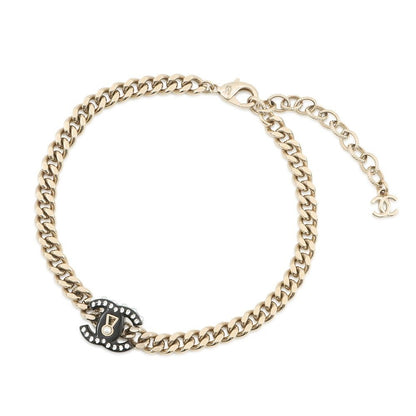 Chanel Necklace CC Logo Lock Choker Faux Pearl