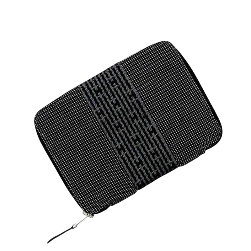 Hermes Bifold Wallet Gray Black Her Line Canvas