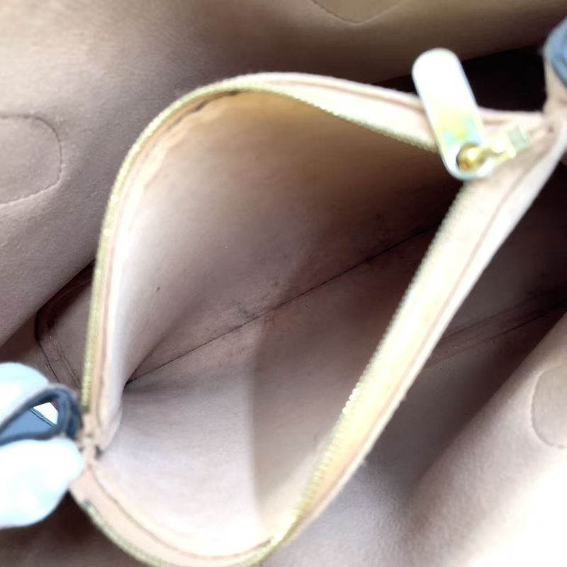 Louis Vuitton Flandrin Monogram Threes Leather X PVC Brown X Red Tote Bag Gold