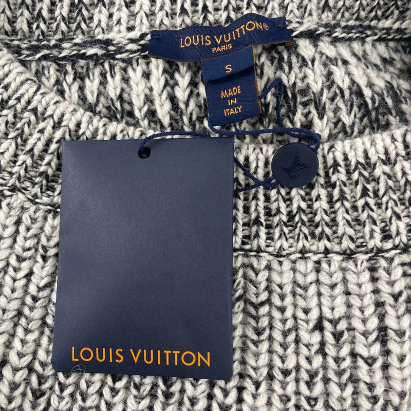 Louis Vuitton Wool Leather Dress Long Sleeves Knit Sweater Belt Box Black And