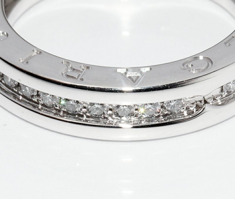 Bulgari Ring 18K White Gold Diamond 045ct Bzero1 Ring XS Full Diamond 329354