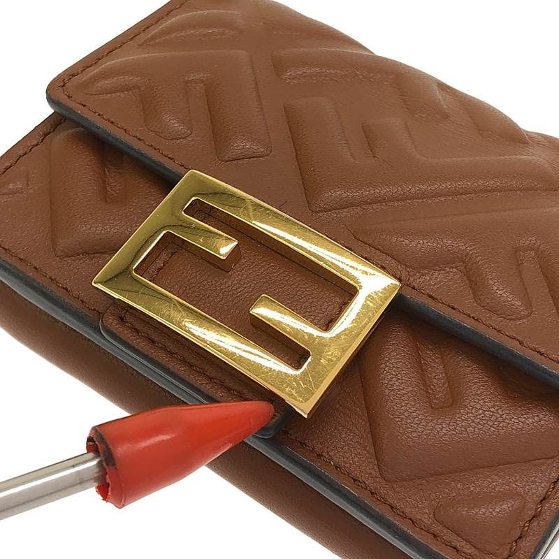 Fendi - Micro Tri-fold Wallet Leather Compact Wallet Purse - Brown - Women