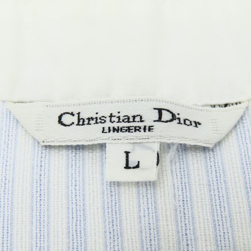 Christian Dior Dress Sleeveless L Cotton White Sac Blue Stripe Apparel Women