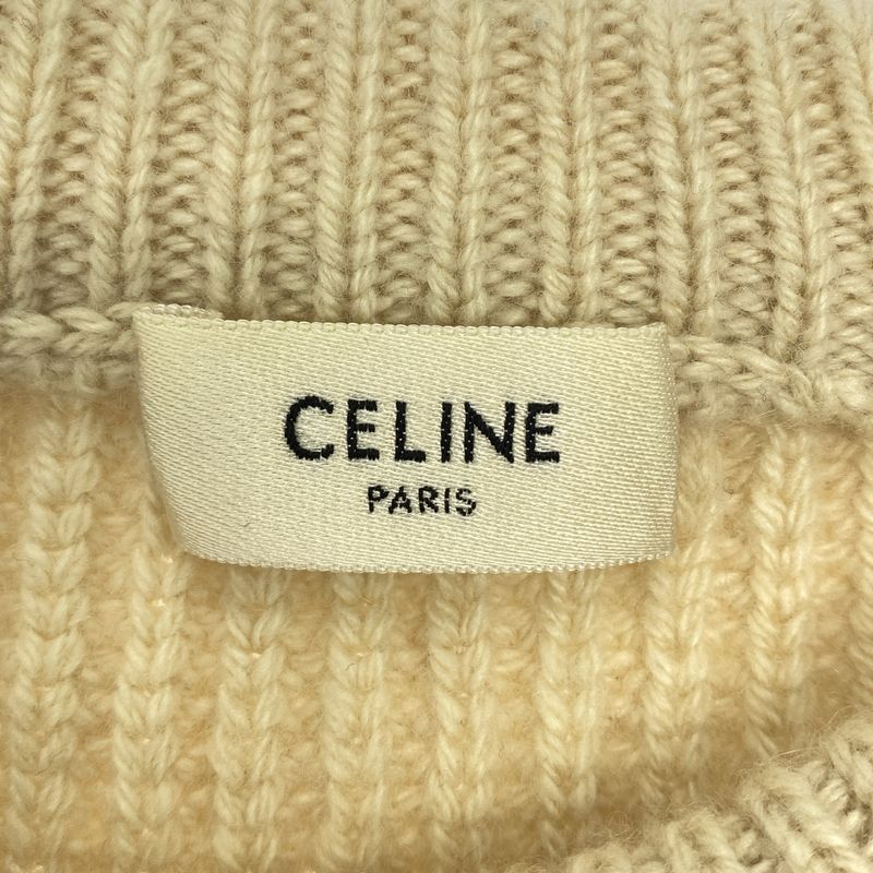 Celine - 100% Cashmere Ribbed Oversized Chunky Knit - S - Beige - Women's
