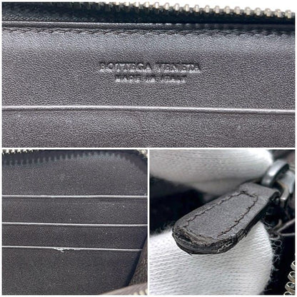 Bottega Veneta Round Zipper Long Wallet Brown Intrecciato Excellent Condition