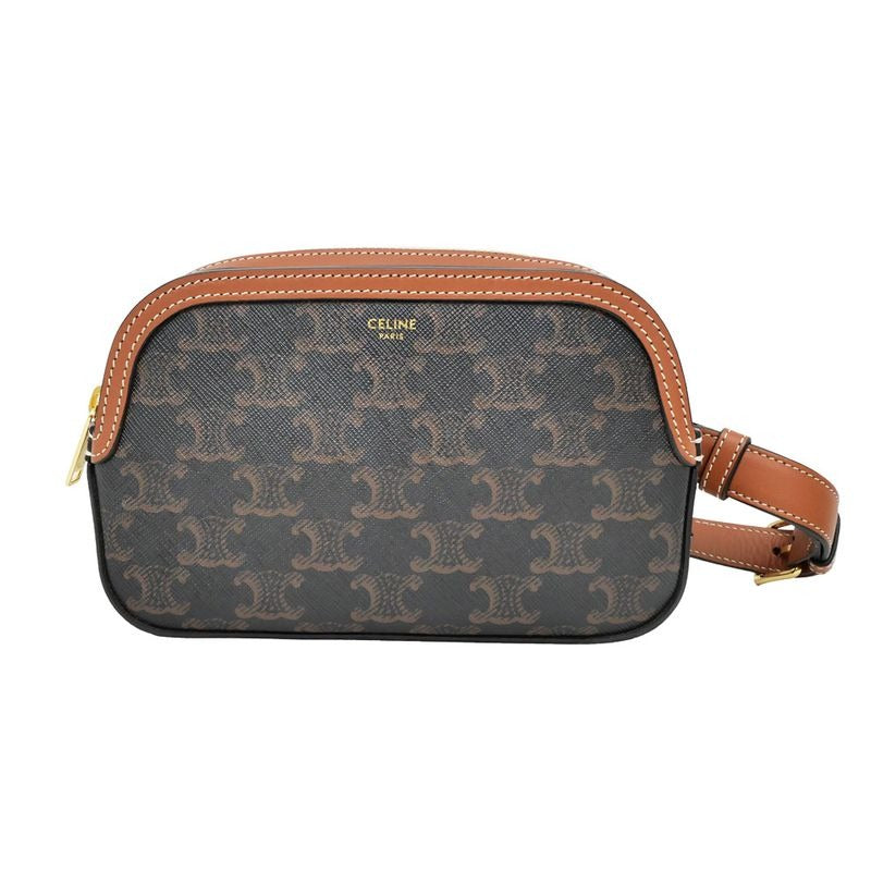 Celine Belt Bag Triomphe Body Brown Tan Canvas 19267