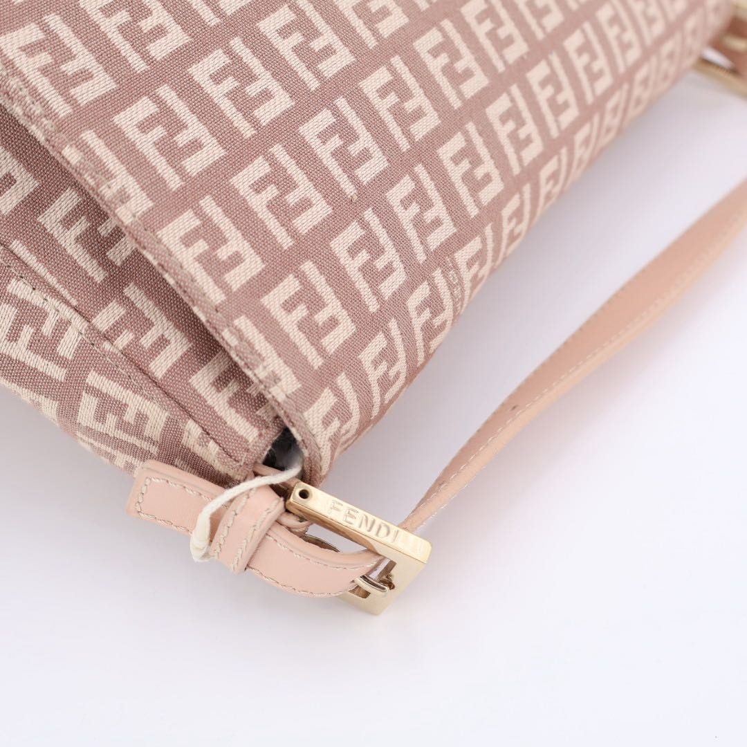 Fendi Zucchino Mamma Bucket Canvas Leather Shoulder Bag — view 10