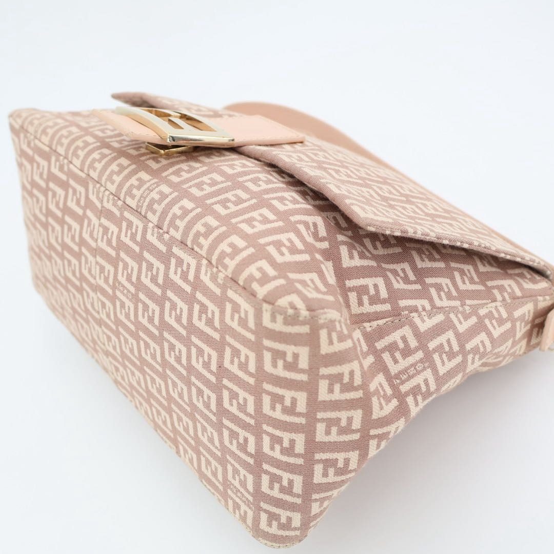Fendi Zucchino Mamma Bucket Canvas Leather Shoulder Bag — view 11