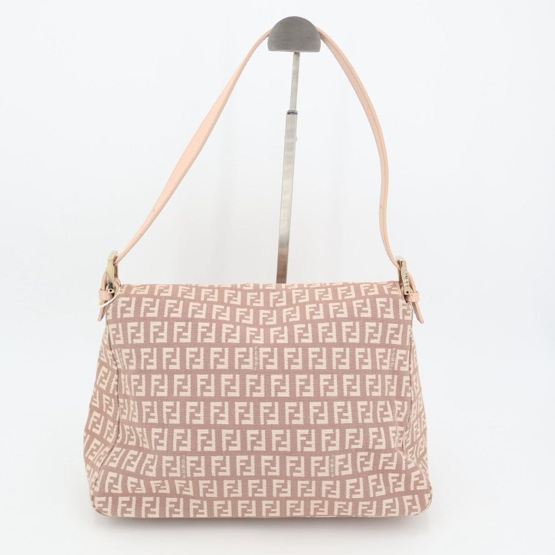 Fendi Zucchino Mamma Bucket Canvas Leather Shoulder Bag — view 4