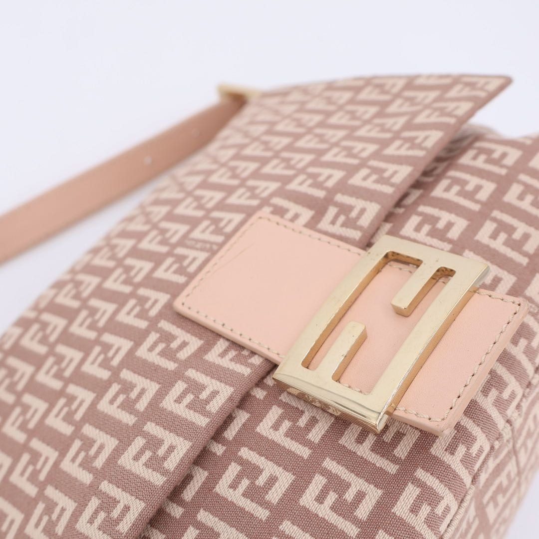 Fendi Zucchino Mamma Bucket Canvas Leather Shoulder Bag — view 5