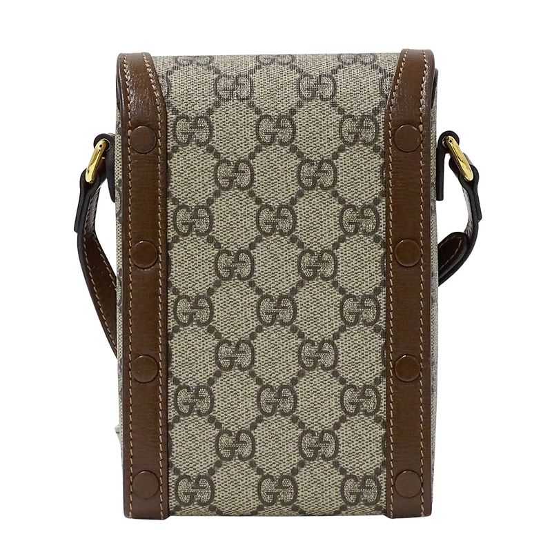 Gucci Bag Women's Brand Shoulder Bag GG Supreme Horsebit 1955 Mini Bag Beige