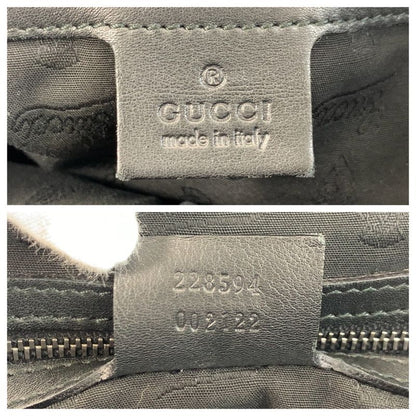Gucci Horsebit Guccissima Black Silver Hardware Leather 228594 Handbag Shoulder