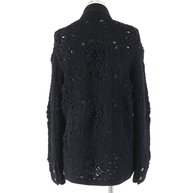 CHANEL P72095k10354 100% Cashmere Openwork Knit Cardigan With Coco Mark Buttons