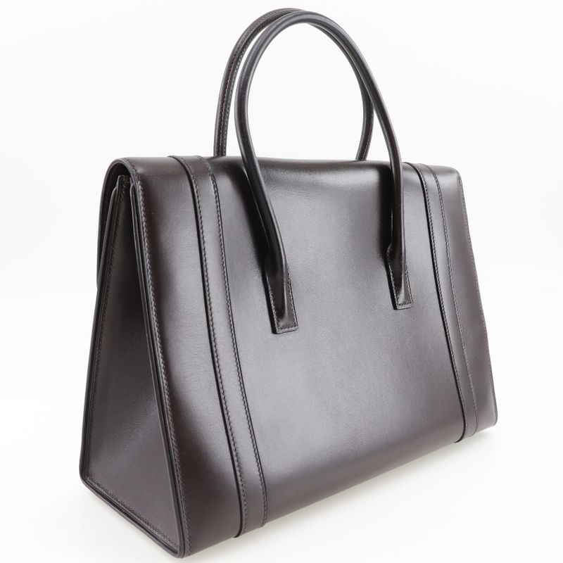 Hermes Drag 30 Box Calf Brown Women's Handbag