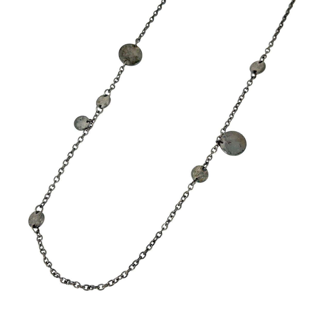 Hermes Confetti Long Necklace Serie Metal 750 Silver Black