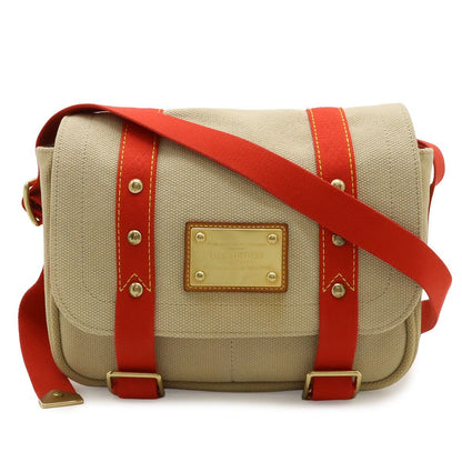 Louis Vuitton Antigua Besace PM Shoulder Bag Crossbody Canvas Beige Red