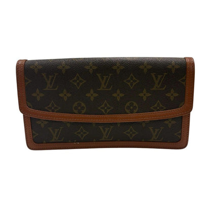 Louis Vuitton Monogram Pochette Dam Brown Gold Leather Clutch