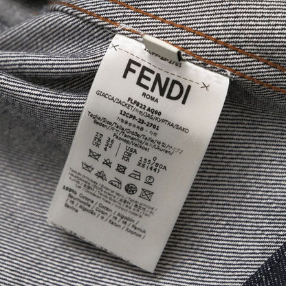 2023Fendi Denim Jacket Size 36 G-jacket Zip Up Jacket FF Cotton Indigo
