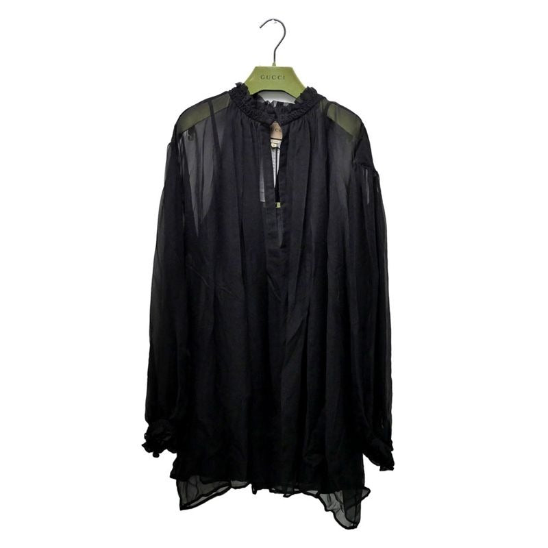 Gucci See Through Shirt With Inner Size 38 Black Long Sleeve