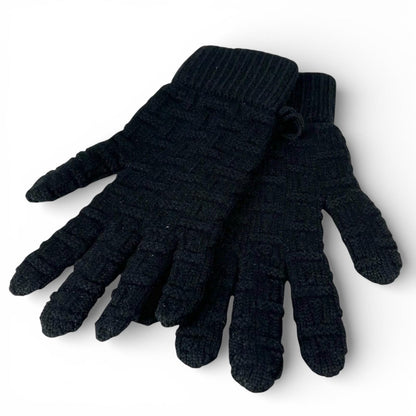 Hermes Cashmere Pattern Knit Gloves Black