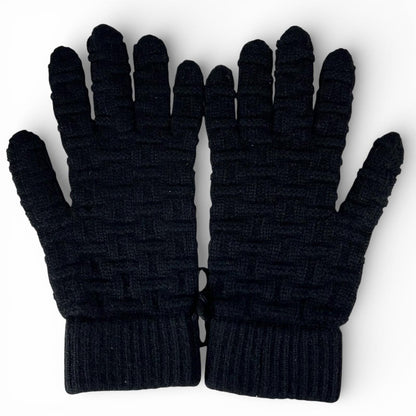 Hermes Cashmere Pattern Knit Gloves Black — view 2