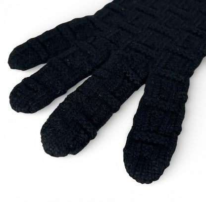 Hermes Cashmere Pattern Knit Gloves Black — view 4
