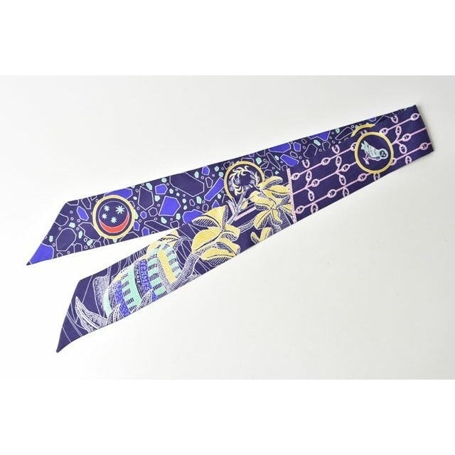 Hermes Twillye Scarf Silk Twill Navy Multi — view 2