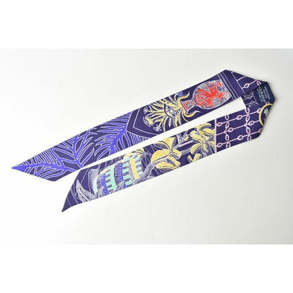 Hermes Twillye Scarf Silk Twill Navy Multi — view 3