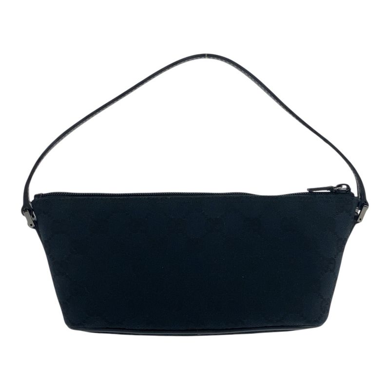 Gucci Black Silver Hardware GG Canvas/leather 039 1103 Handbag Accessory Pouch