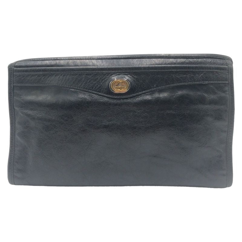 Gucci Interlocking Black Leather Clutch Bag Second