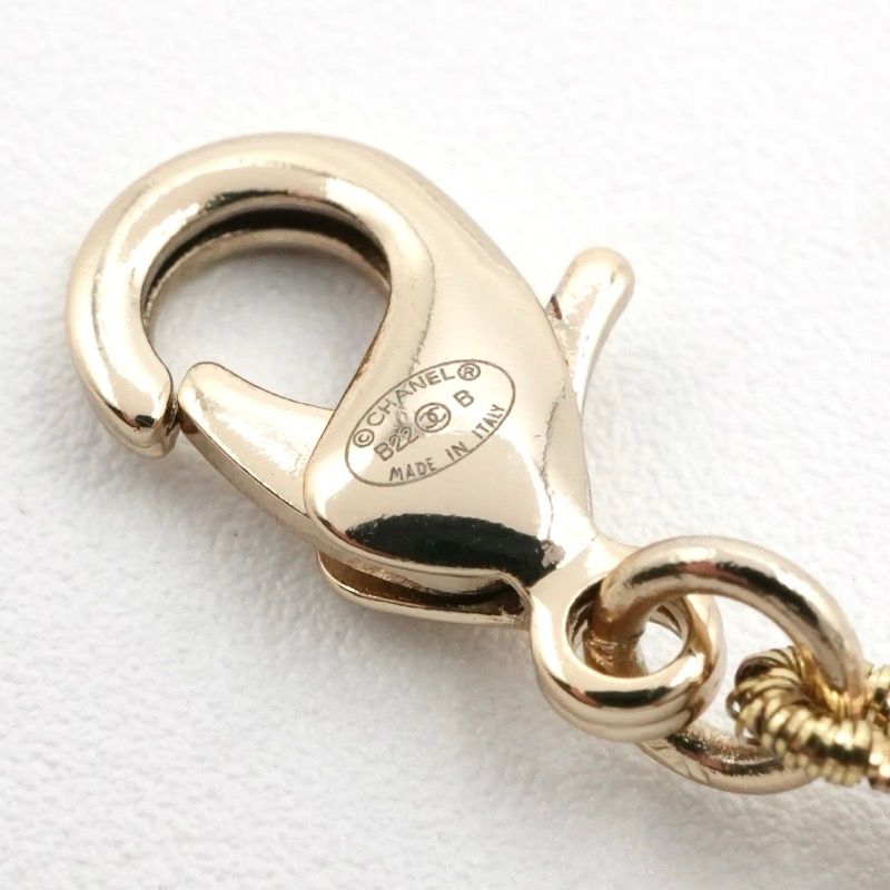 Chanel Necklace Pendant Choker White Gold Pink Here Mark Heart Stone