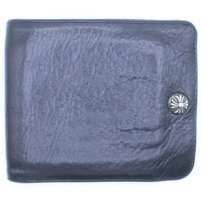 Chrome Hearts 1 Snap Cross Ball Button Leather Wallet Black