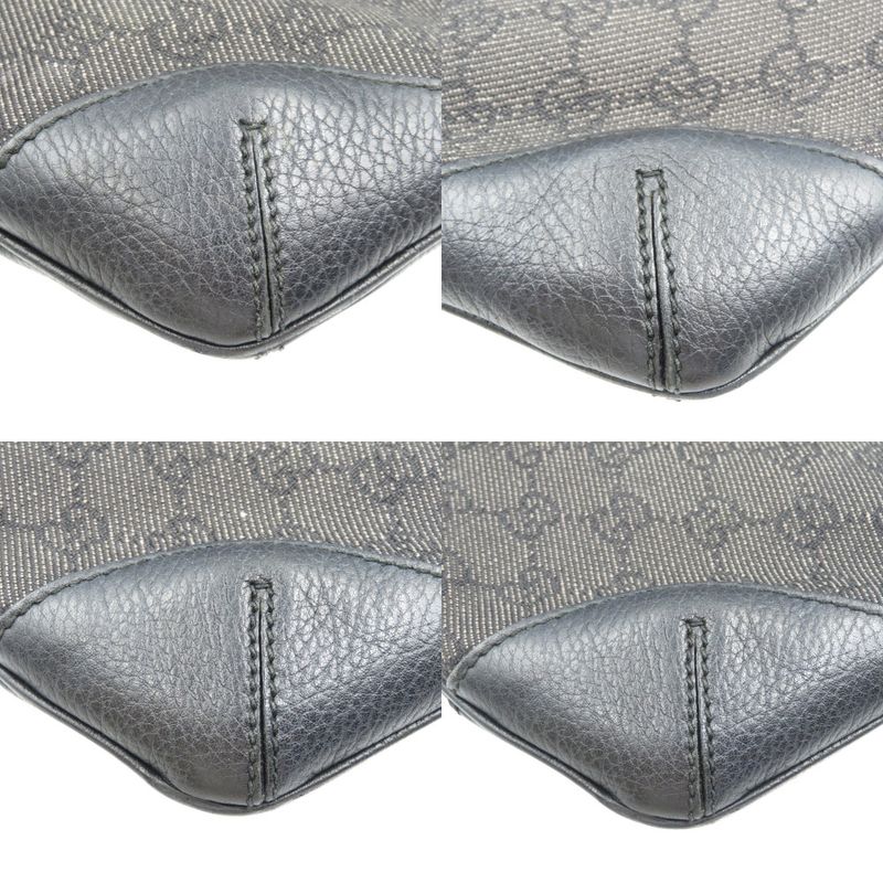 Gucci 196140 GG Canvas Silver Hardware Black Shoulder Bag 1087 Gucci