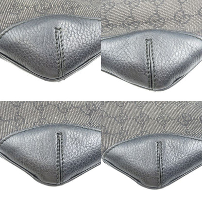 Gucci 196140 GG Canvas Silver Hardware Black Shoulder Bag 1087 Gucci