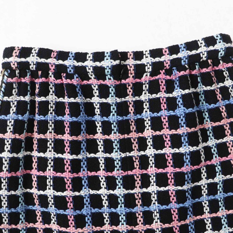 CHANEL 22SS P72501 Runway Wear Coco Mark Button Sequined Trapezoid Tweed Skirt